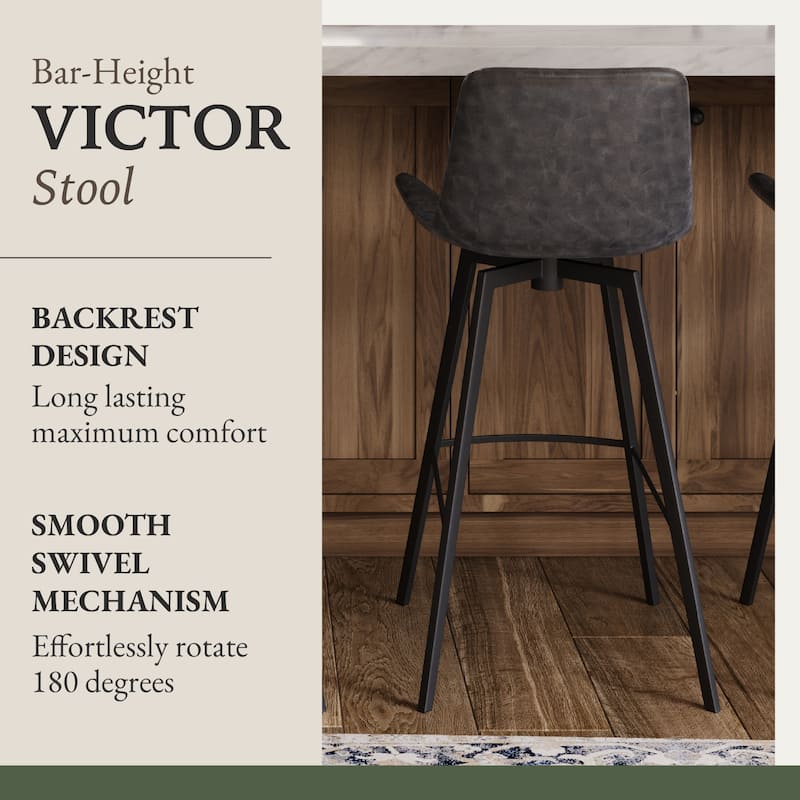 Maven Lane Victor Metal & Vegan Leather Kitchen Dining Stool