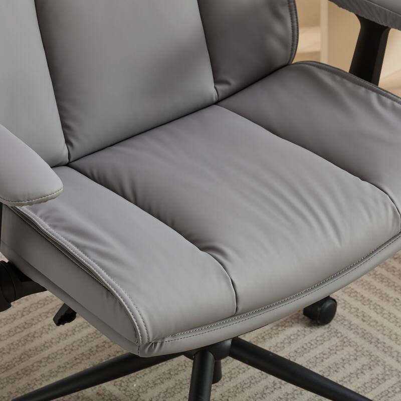 Ergonomic Swivel Chair, Leather Cross-Legged Desk Chair for Home Office