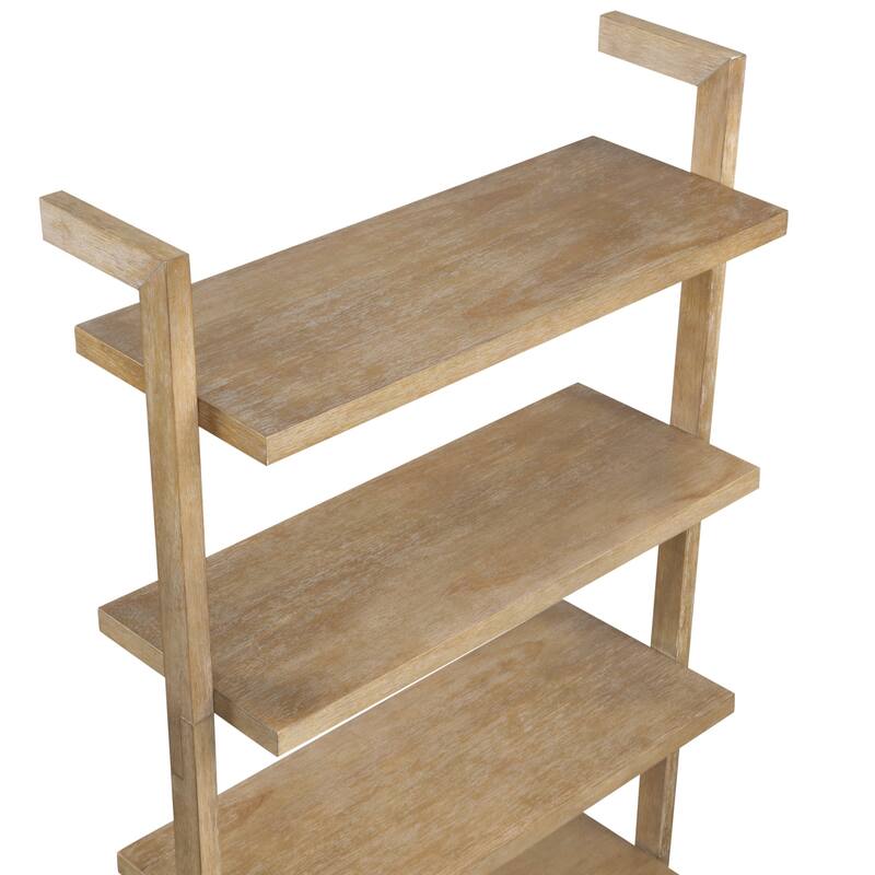 Beacon Boho Rustic 5 Tier Bookshelf, Wall Mounted Solid Wood Bookcase