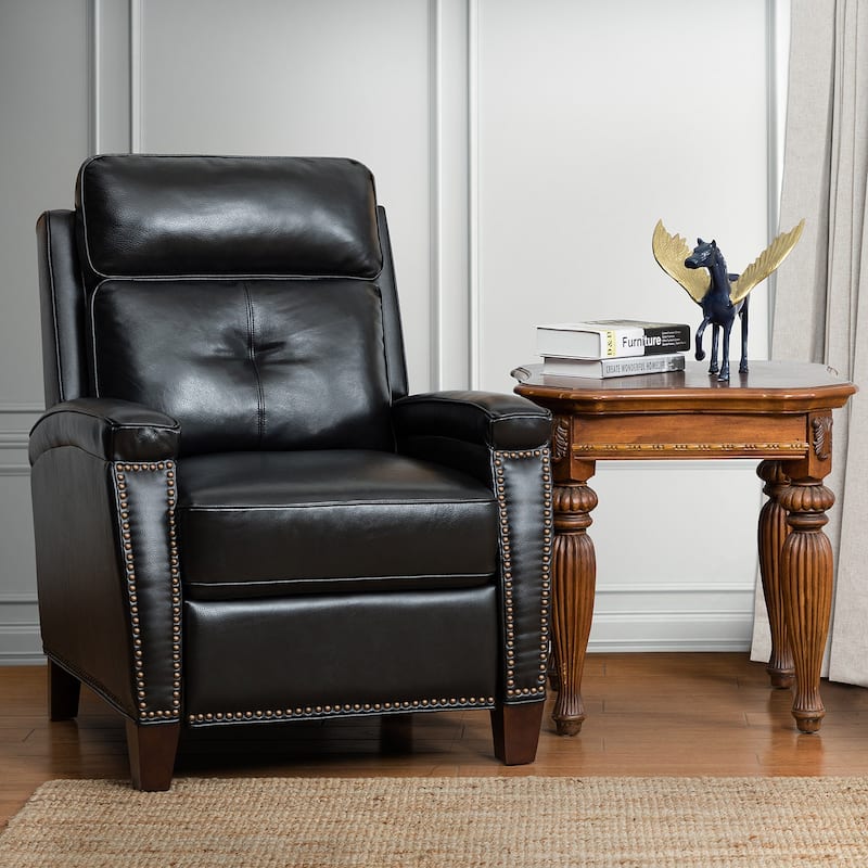 Gaspar Mid-Century Modern Pushback Recliner with Nailhead Trim by HULALA HOME