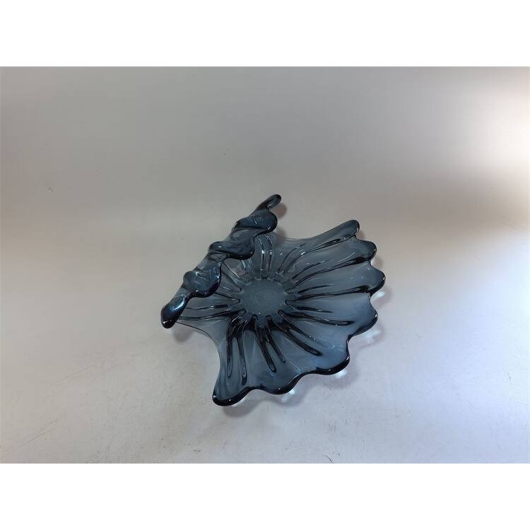 Modern Sculptural Glass Centerpiece Bowl Decorative Accent 14"x10"