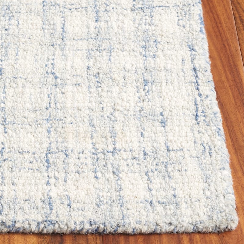 SAFAVIEH Handmade Ebony Katarin Contemporary Wool Rug - 4' x 6' - Blue/Ivory - Rectangle