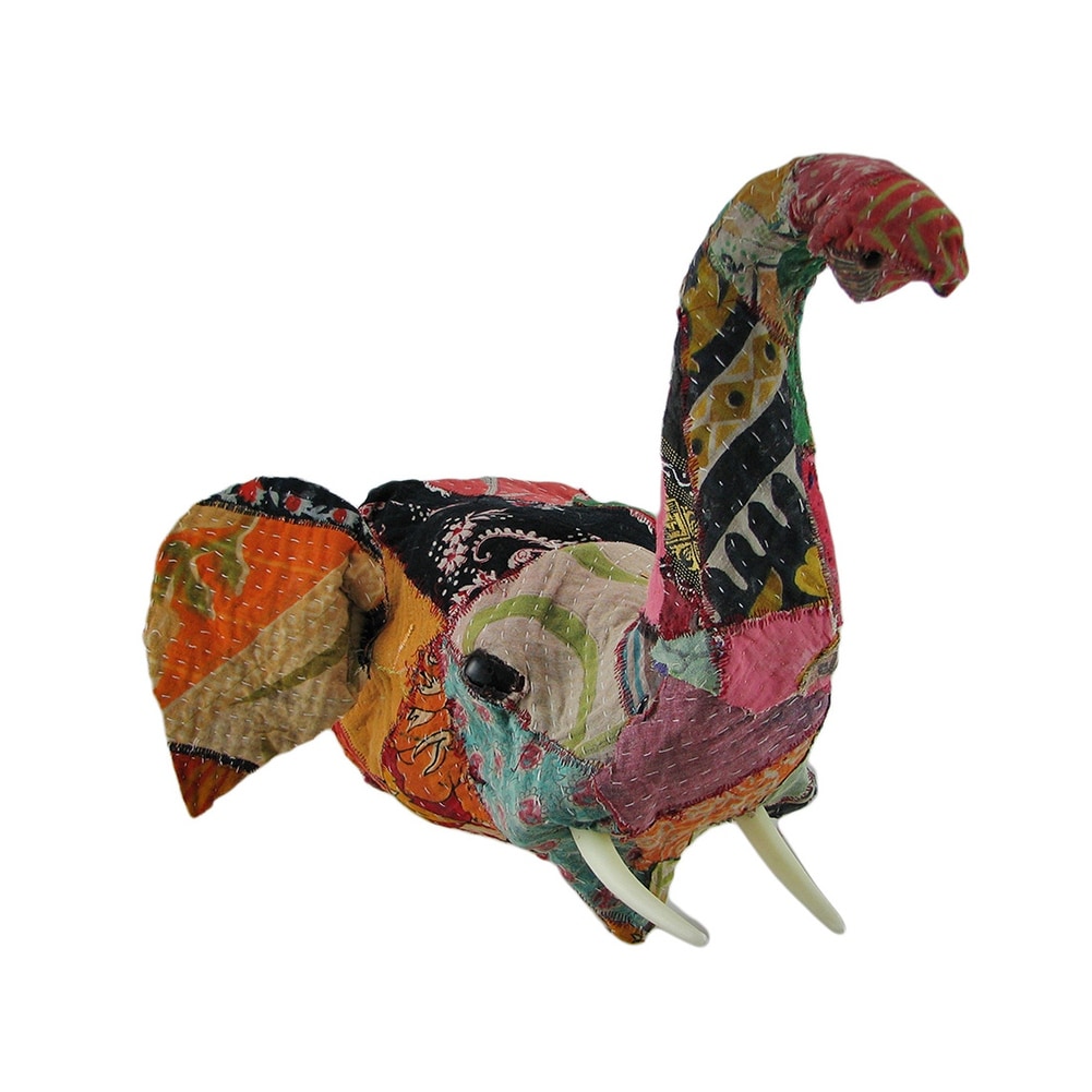 Recycled 15 Inch Fabric Covered Trunk Up Elephant Head Wall Mount Bust  Bed Bath  Beyond 16752550