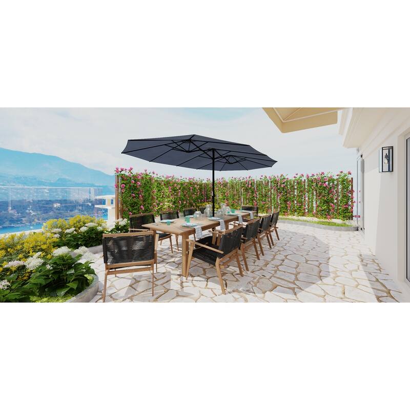 15 - foot Dual - sided Teal Outdoor Umbrella: Durable Polyester Canopy, Sturdy Steel Frame(no base)