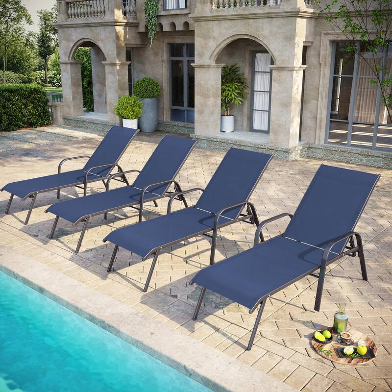 Pellebant Outdoor Patio Adjustable Chaise Lounge Chairs