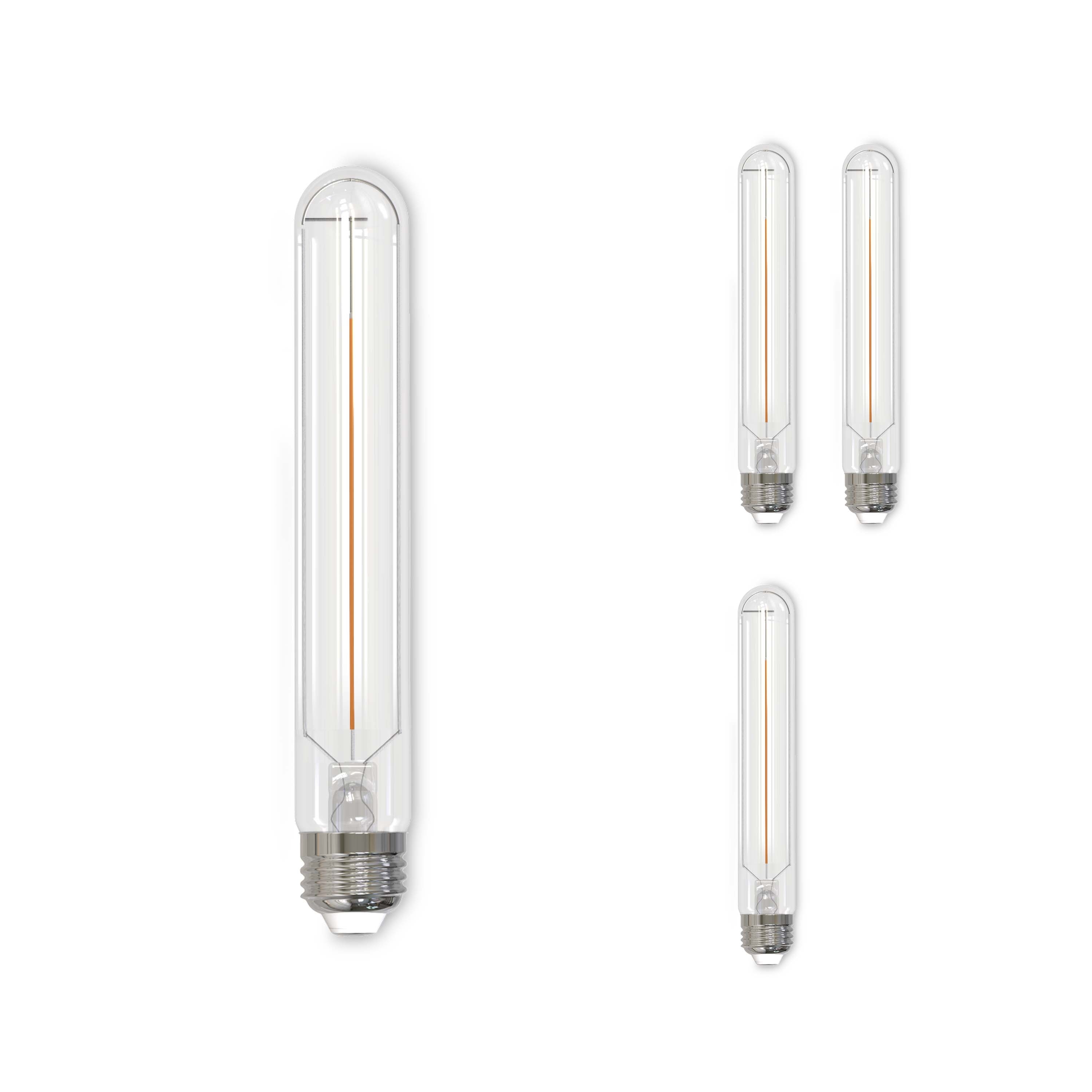 Bulbrite LED Filament Pack of (4) 3 Watt Dimmable 7.5 Inch T9 Light Bulb with Clear Glass Finish and Medium (E26) Base