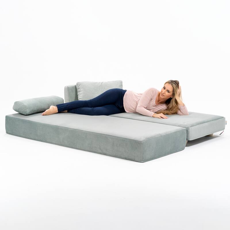 Jaxx Balshan Cushioned Micro-velvet Convertible Chaise Lounge Daybed