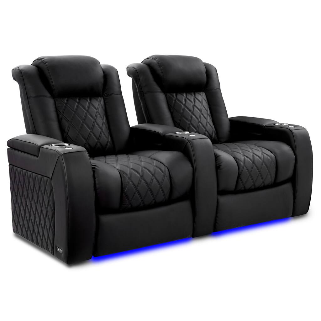 Valencia Tuscany XL Ultimate Top Grain Nappa 20000 Leather Home Theater Seating Power Recliner Row of 2 Onyx