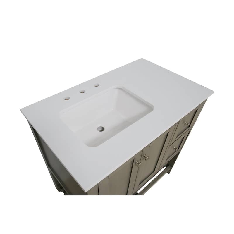 KitchenBathCollection Lakeshore 36" Bathroom Vanity with Engineered White Top