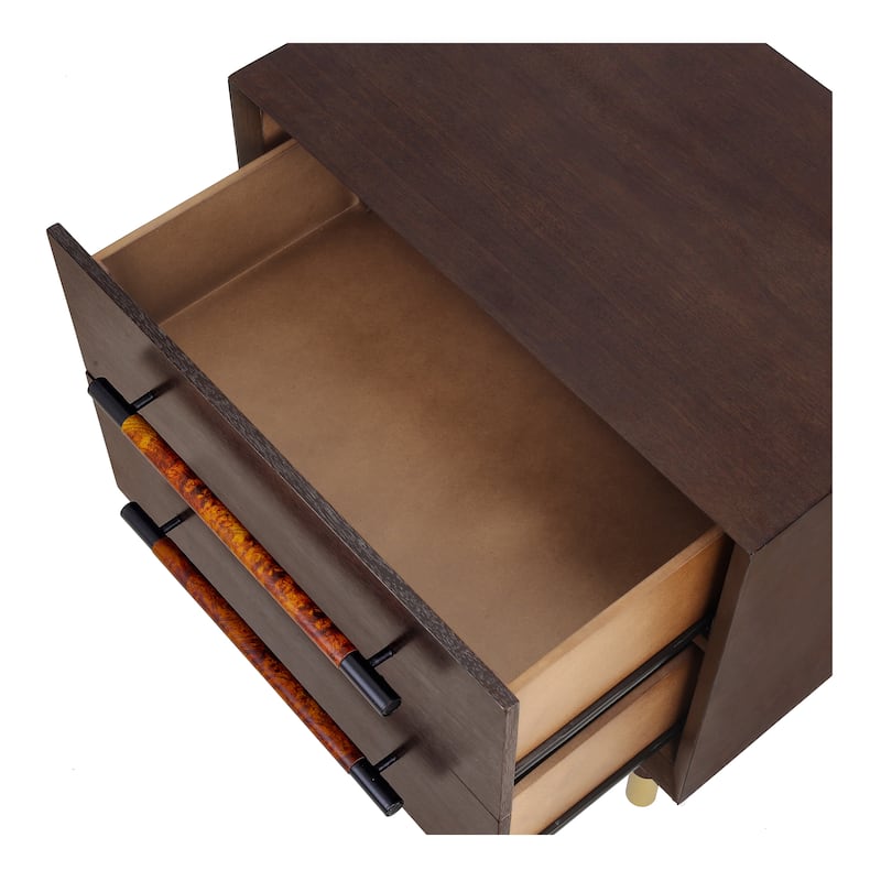 NPD Furniture Callan Nightstand / Side Table 2 Drawers, Dark Walnut