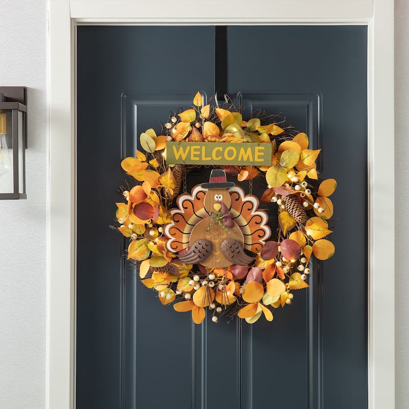 Glitzhome Thanksgiving Wooden Turkey Table Decor Wall Hanging Signs