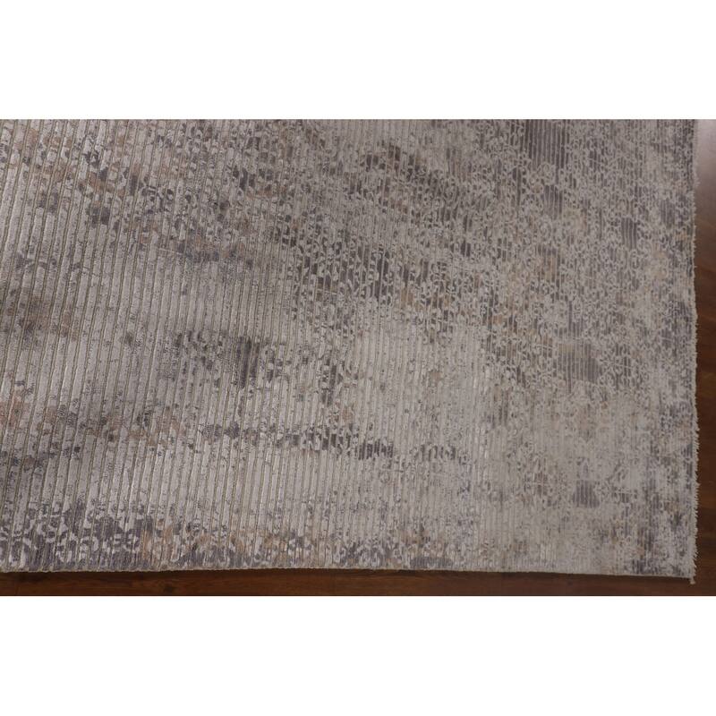 Beige Modern Area Rug Hand-Knotted Abstract Wool Carpet - 6'6"x 9'9"