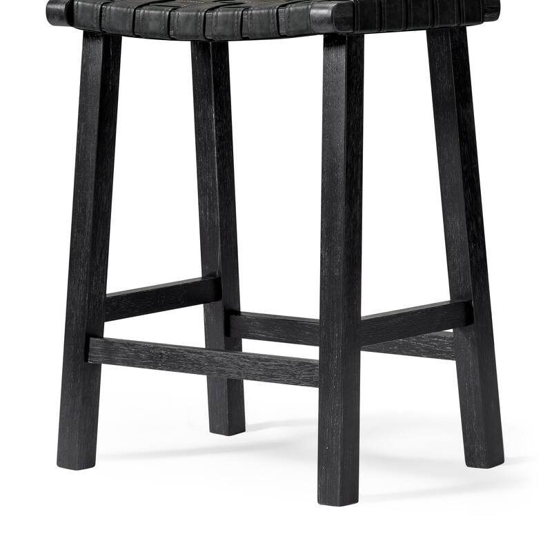 Maven Lane Noah Backless Kitchen Dining Stool with Vegan Leather