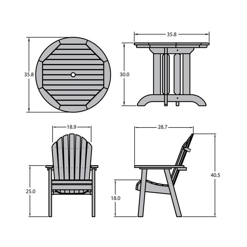 Highwood Commercial 3-Piece Muskoka Adirondack 36" Bistro Dining Set
