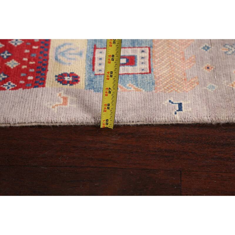 Tribal Geometric Kazak Oriental Wool Area Rug Handmade Foyer Carpet - 3'2" x 4'10"
