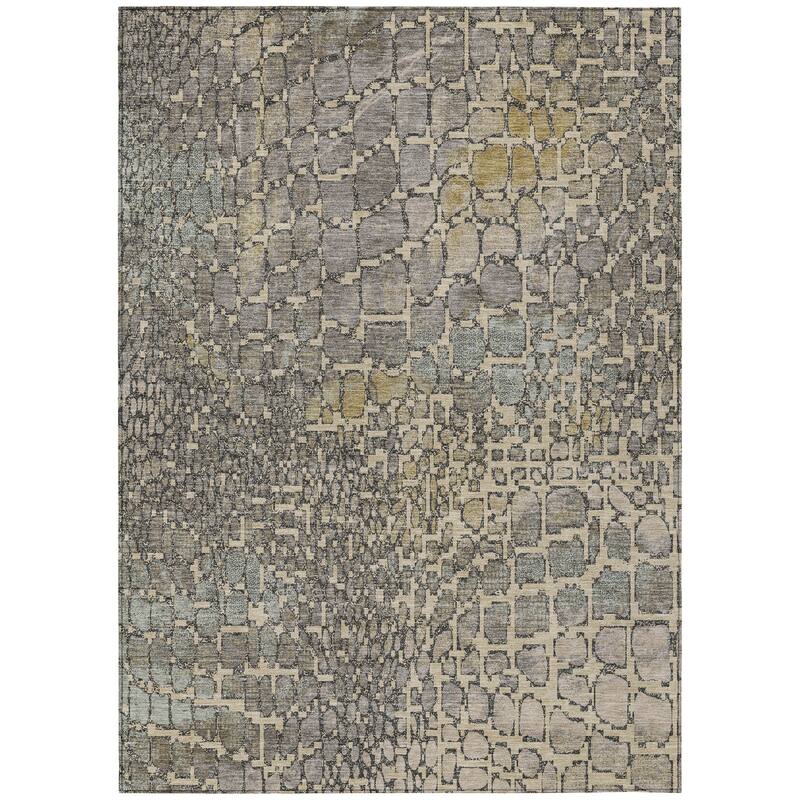 Machine Washable Indoor/ Outdoor Modern Cobble Chantille Rug