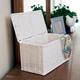 Household Essentials Decorative Wicker Chest with Lid for Storage and Organization | White