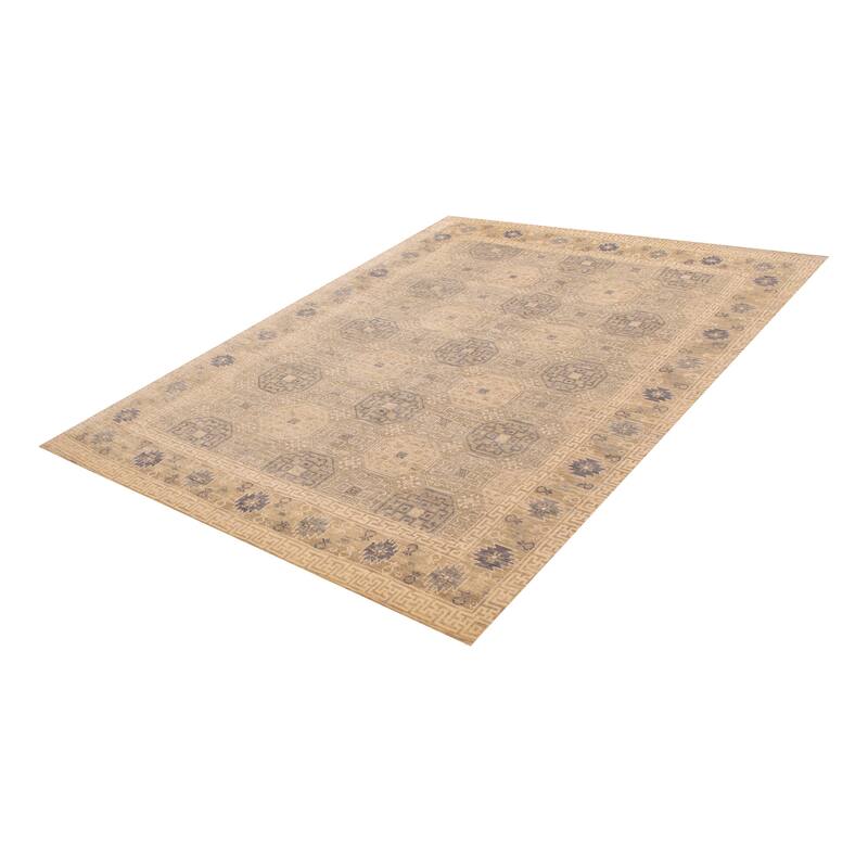 ECARPETGALLERY Hand-knotted Mamluk Khaki Wool Rug - 8'11 x 11'11