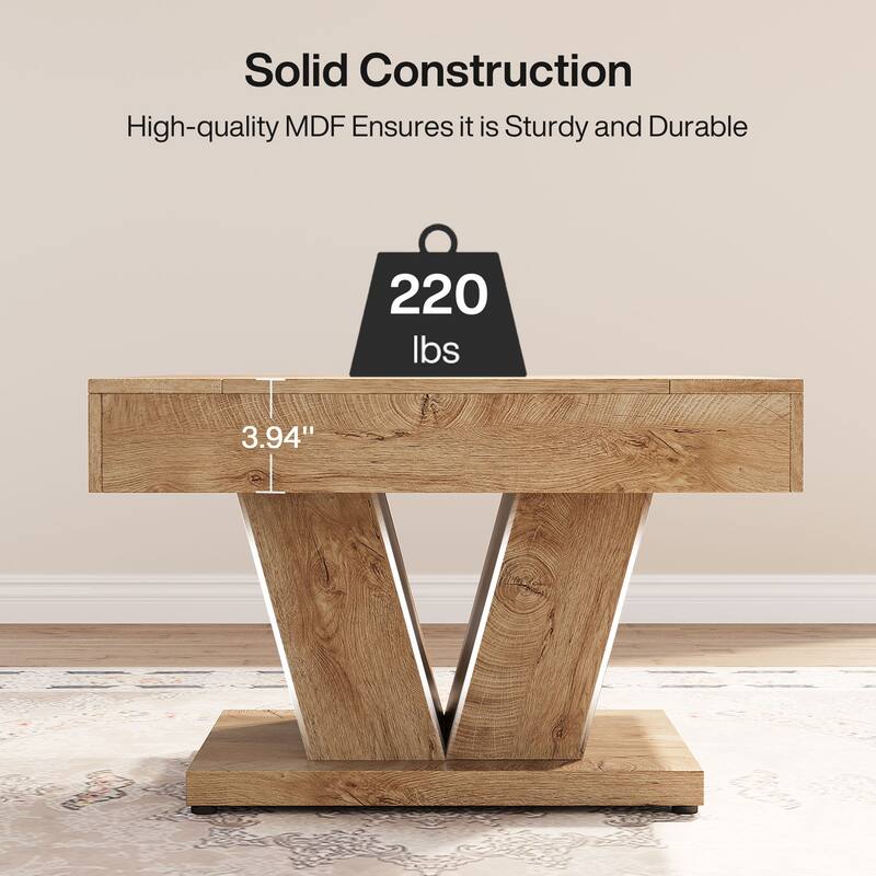 31.5 Inches Wood Coffee Table Square Center Cocktail Tea Table