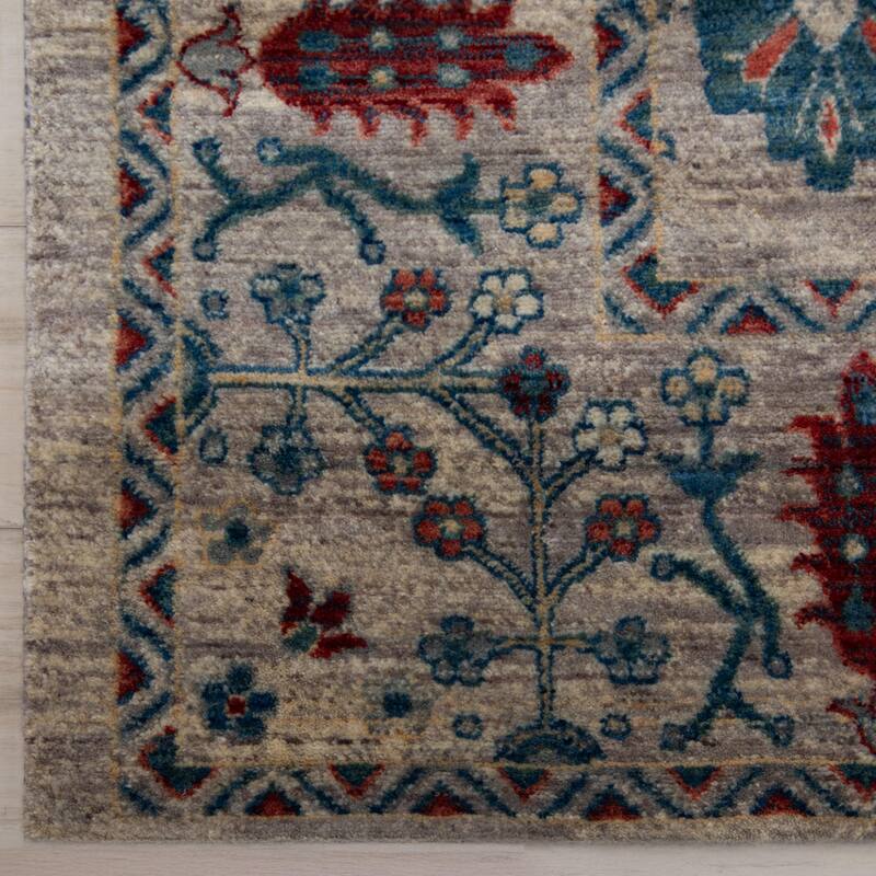 Alora Decor Sawyer Grey/Blue Tribal Wool Area Rug