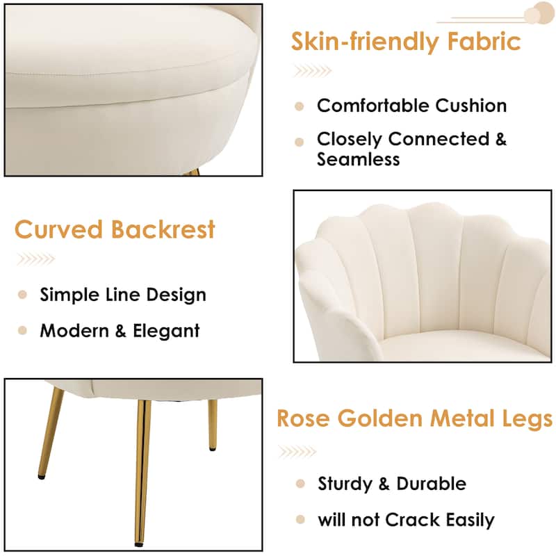 Scalloped Velvet Arm Chair Living Room Accent Chair