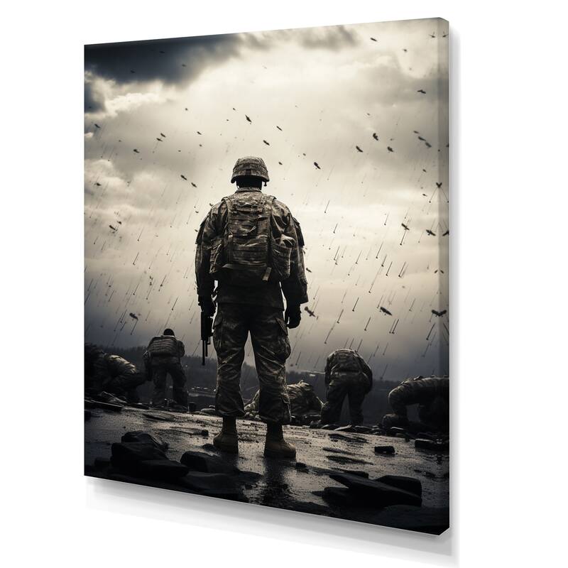 Designart "Military Honoring The Veterans II" Army Canvas Wall Art