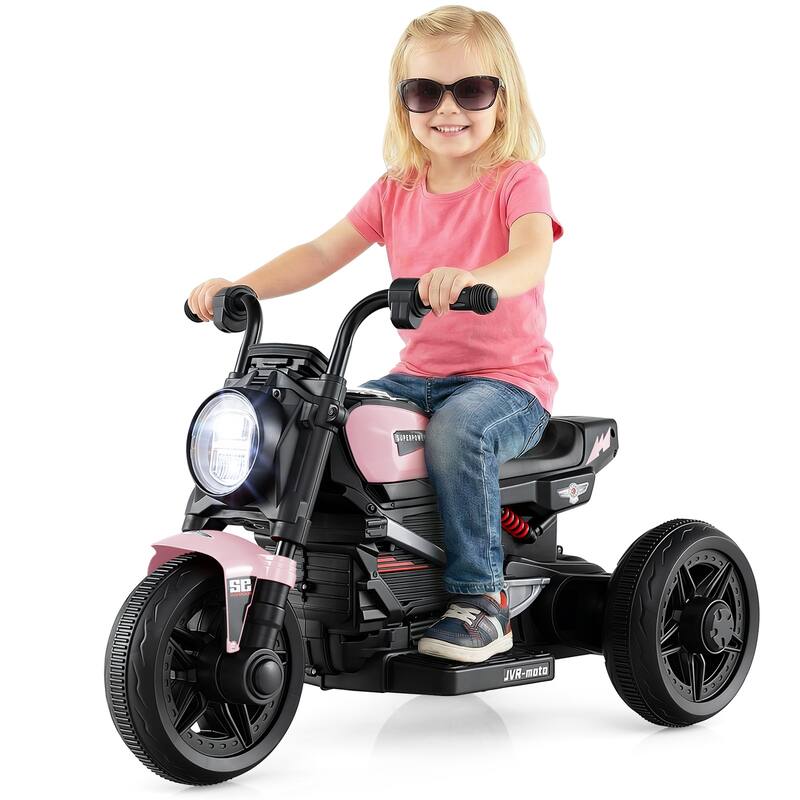 Gymax 6V Kids Motorcycle w/Song Story LED Headlights Accelerator - Pink & Black