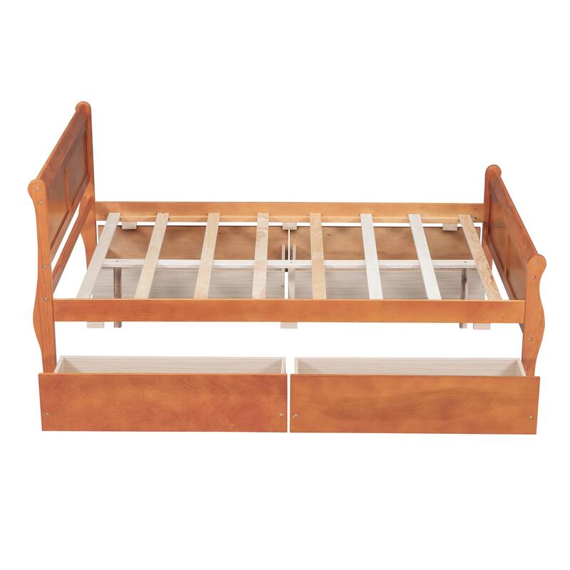 Platform Bed with 4 Drawers and Streamlined Headboard