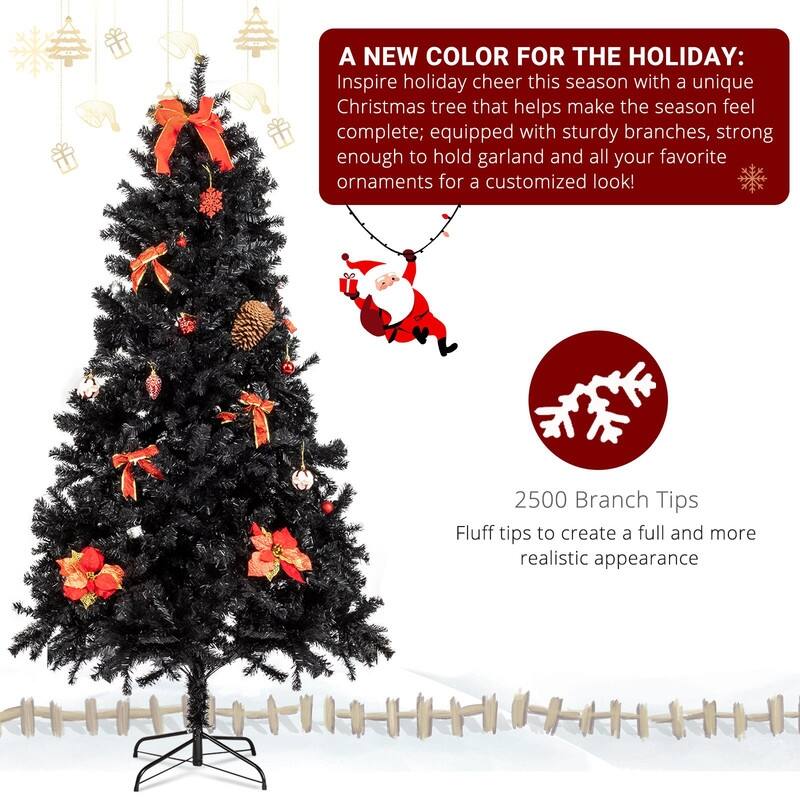 7.5ft without Lights without Pine Cones Tied Tree Structure Christmas Tree Black - N/A