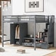 preview thumbnail 1 of 12, Gray Full Size Solid Wood Loft Bed with Wardrobe and Storage Table Gray