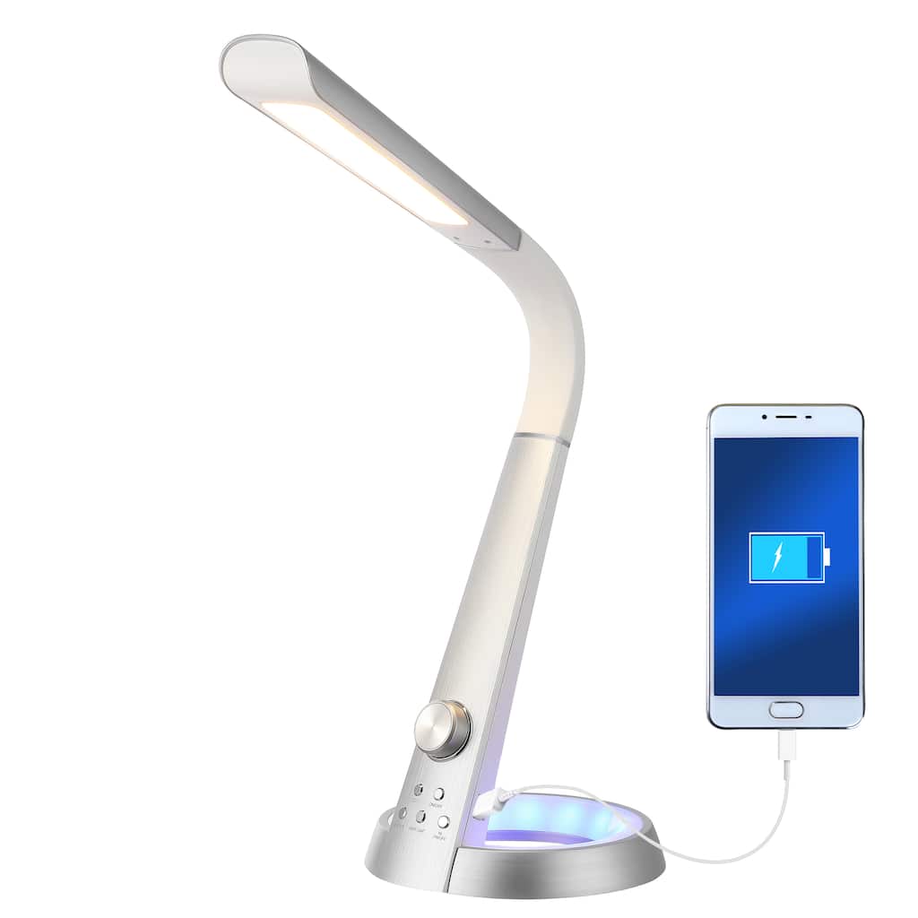 Dixon 19" Aluminum Contemporary Minimalist Adjustable Head Dimmable USB Charging LED Task Lamp, Black by JONATHAN Y - 18.5"