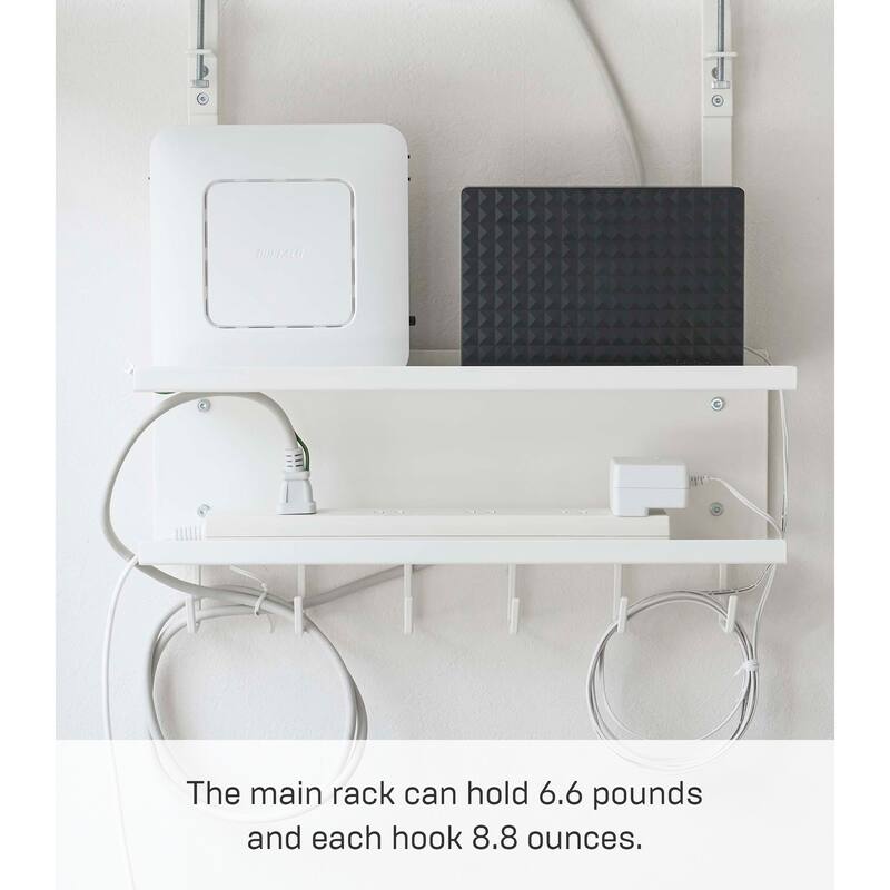 Yamazaki Home Under-Desk Cable and Router Storage Rack, Steel - L 4.53 x W 15.75 x H 16.93 inches