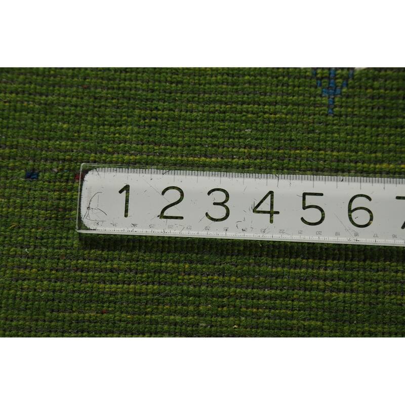 Green Gabbeh Area Rug Hand-Knotted Wool Carpet - 5'3" x 7'7"