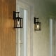 preview thumbnail 4 of 7, VAXCEL Berkley 14.5 in. H 1-Light Black Transitional Outdoor Wall Sconce, Metal, Clear Seeded Glass Shade, LED Compatible