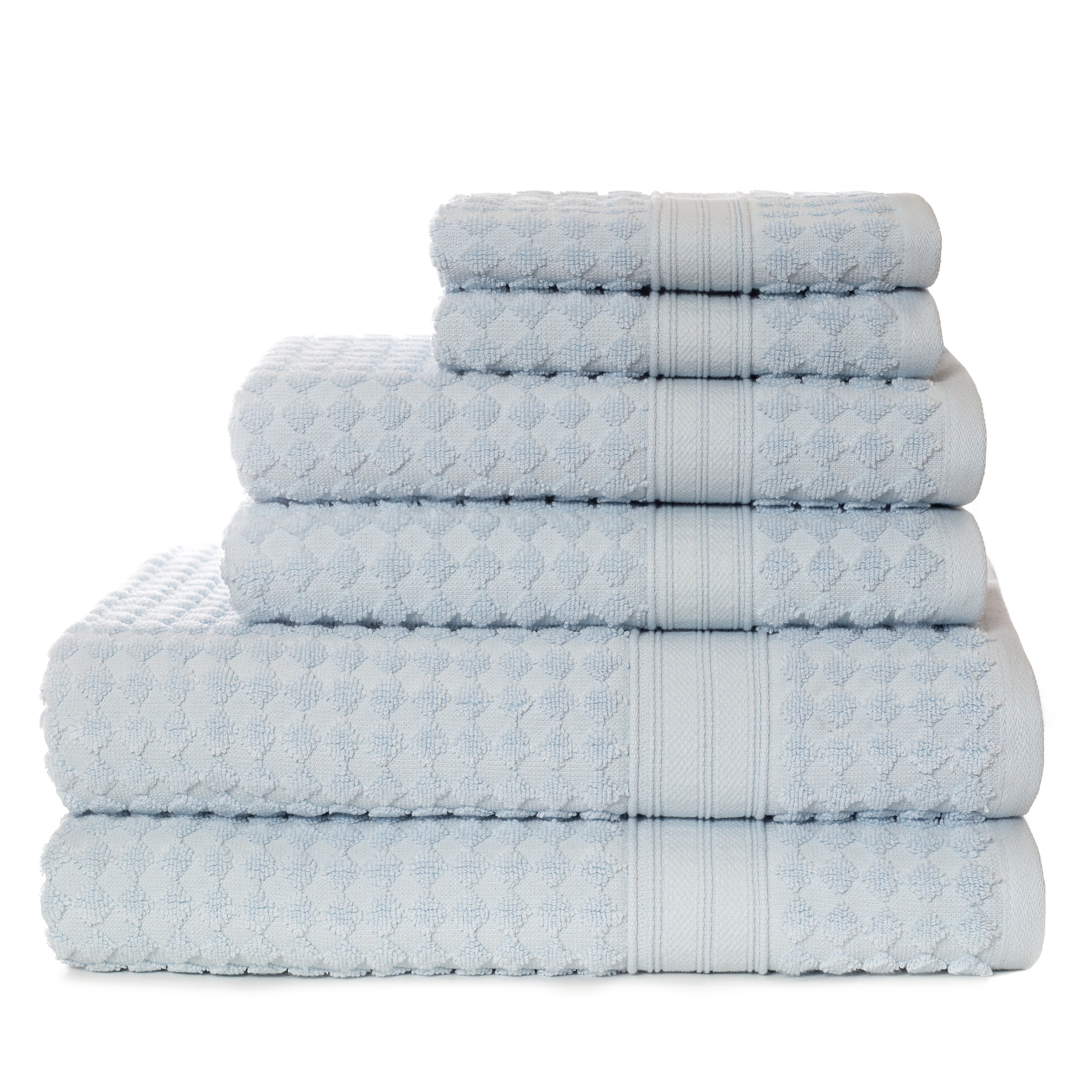 Sapphire Resort White Cotton Plush Bath Towel Set - 6 Piece (Spa Check  Textured) in the Bathroom Towels department at