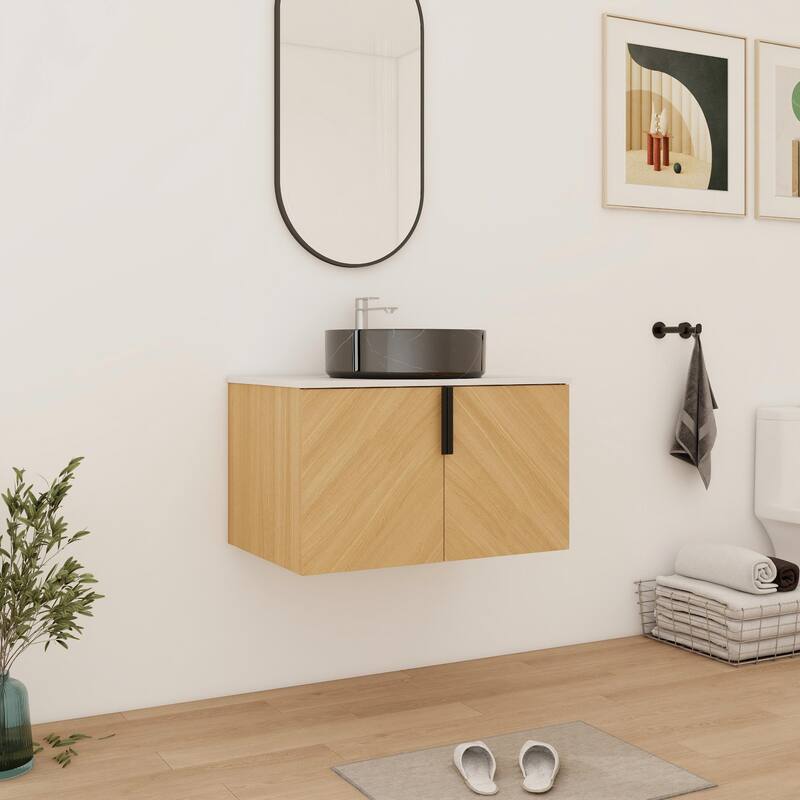 Bathroom Vanity With Sink In 30/36 Inch, Floating Bathroom Vanity With 2 Soft Close Doors