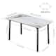 Minimalist Dining Table with Rectangular Sintered Stone and Tempered Glass Tabletop, Big Robust Aluminum Legs