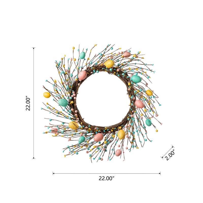 Glitzhome Easter Wreath with Eggs Lavender Bird Nest for Front Door Wall Window Holiday Decoration