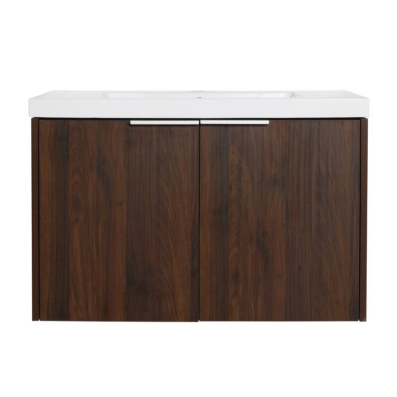 60 Inch Bathroom Vanity with Soft Close Doors, Resin Sink, Ample Storage and Matching Small Shelves (KD Packing)