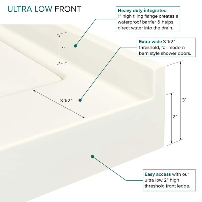 Transolid FSLB6032R 60" x 32" Rectangular Shower Base with Single