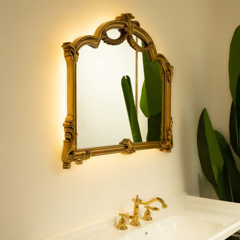 VITI Baroque Revival Ornate Golden Frame PU Mirror - Bathroom, Bedroom, Living Room - Silver