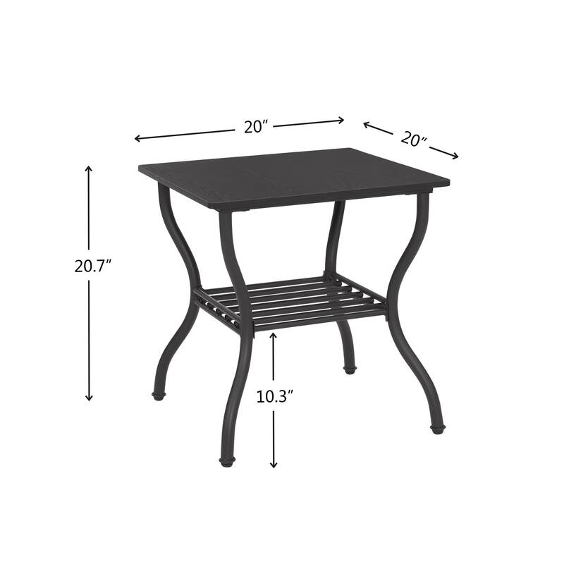 3-Piece Coffee Table Set Rectangle Coffee Table with 2 Square End Side Table Retro Design