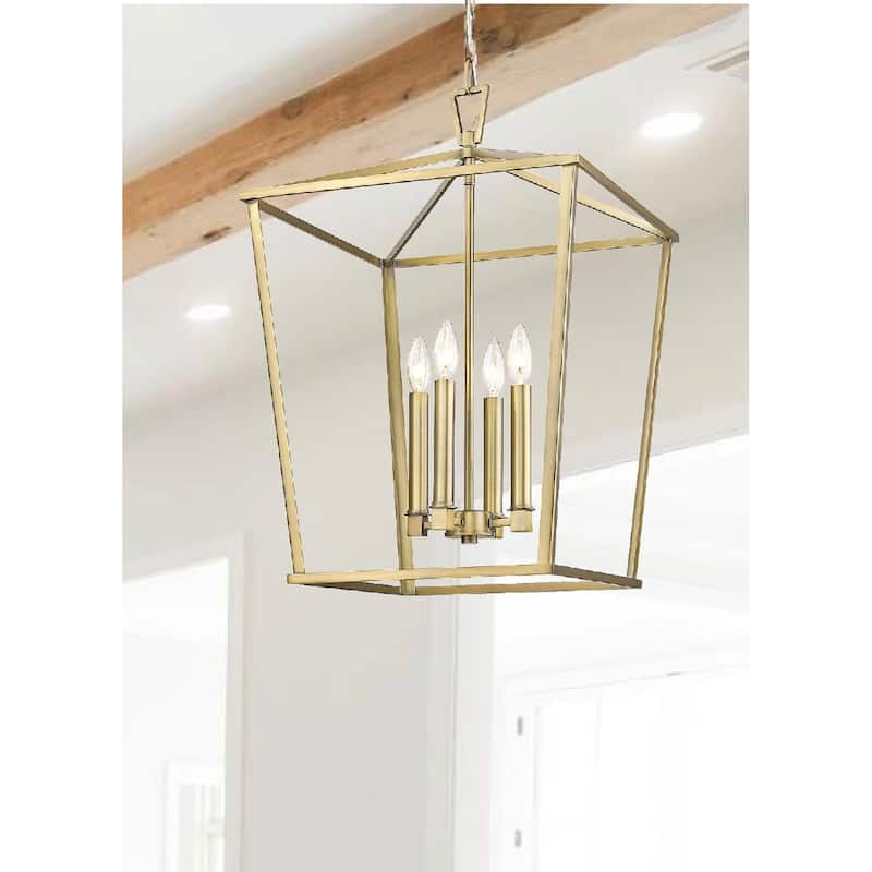 Farmhouse Inspired Large 25"H Warm Brass Open Geometric Lantern