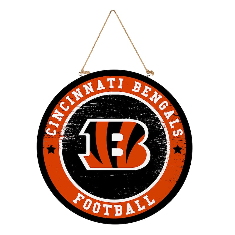 Cincinnati Bengals Wooden Door Decor Wall Sign - Multi-Color - 18 x 18