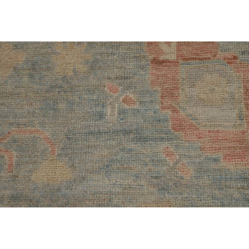 Hand Knotted Oriental 100% Wool Carpet Transitional All-Over Navy Blue & Blues Oushak Area Rug - 12' 5'' X 8' 8''