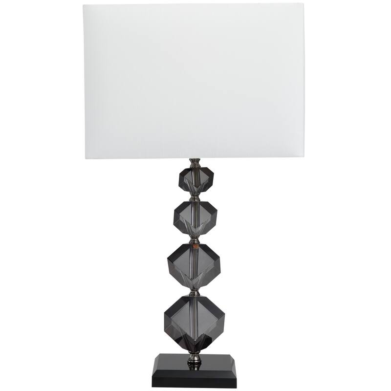 Black Crystal Geometric Diamond Inspired Room Table Lamp with Black Crystal Base