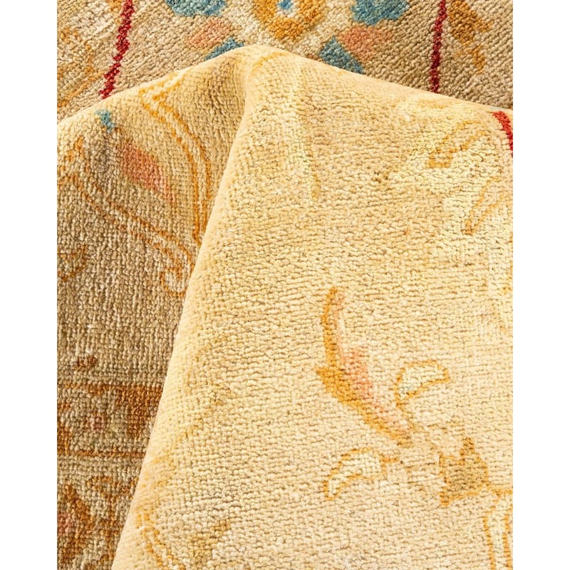 Overton Hand Knotted Wool Vintage Inspired Traditional Ottoman Beige Area Rug - 9' 2" x 11' 6"