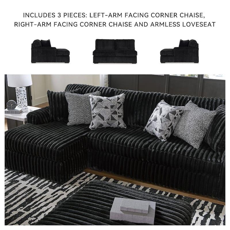 Signature Design by Ashley Midnight-madness 3-Piece Sectional with Chaise - 150" W x 65" D x 40" H