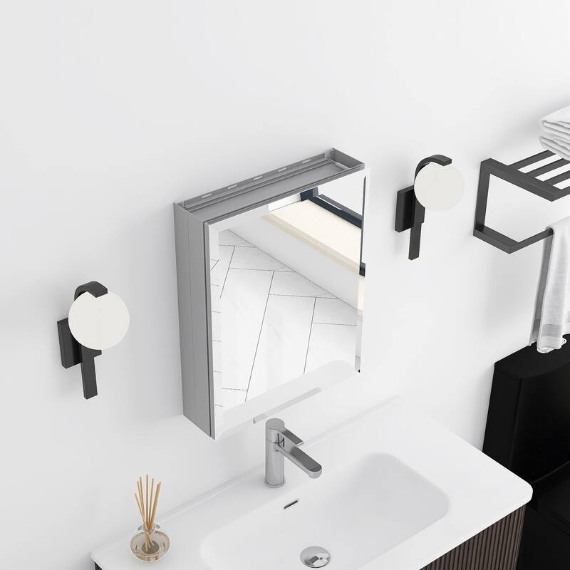 Rectangular Aluminum Medicine Cabinet with Mirror