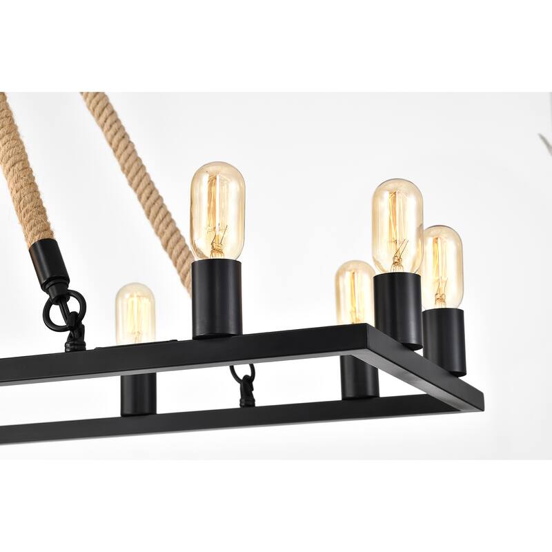 Brann Matte Black 14-Light Linear Kitchen Island Chandelier